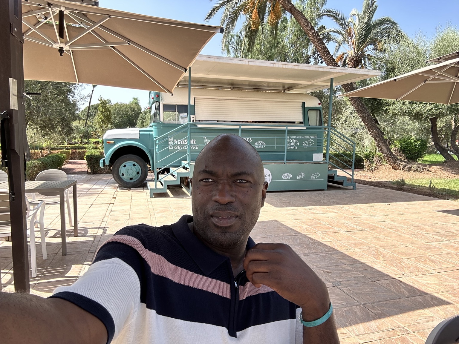 Adesanya photographing a scene during the family's Marrakech trip